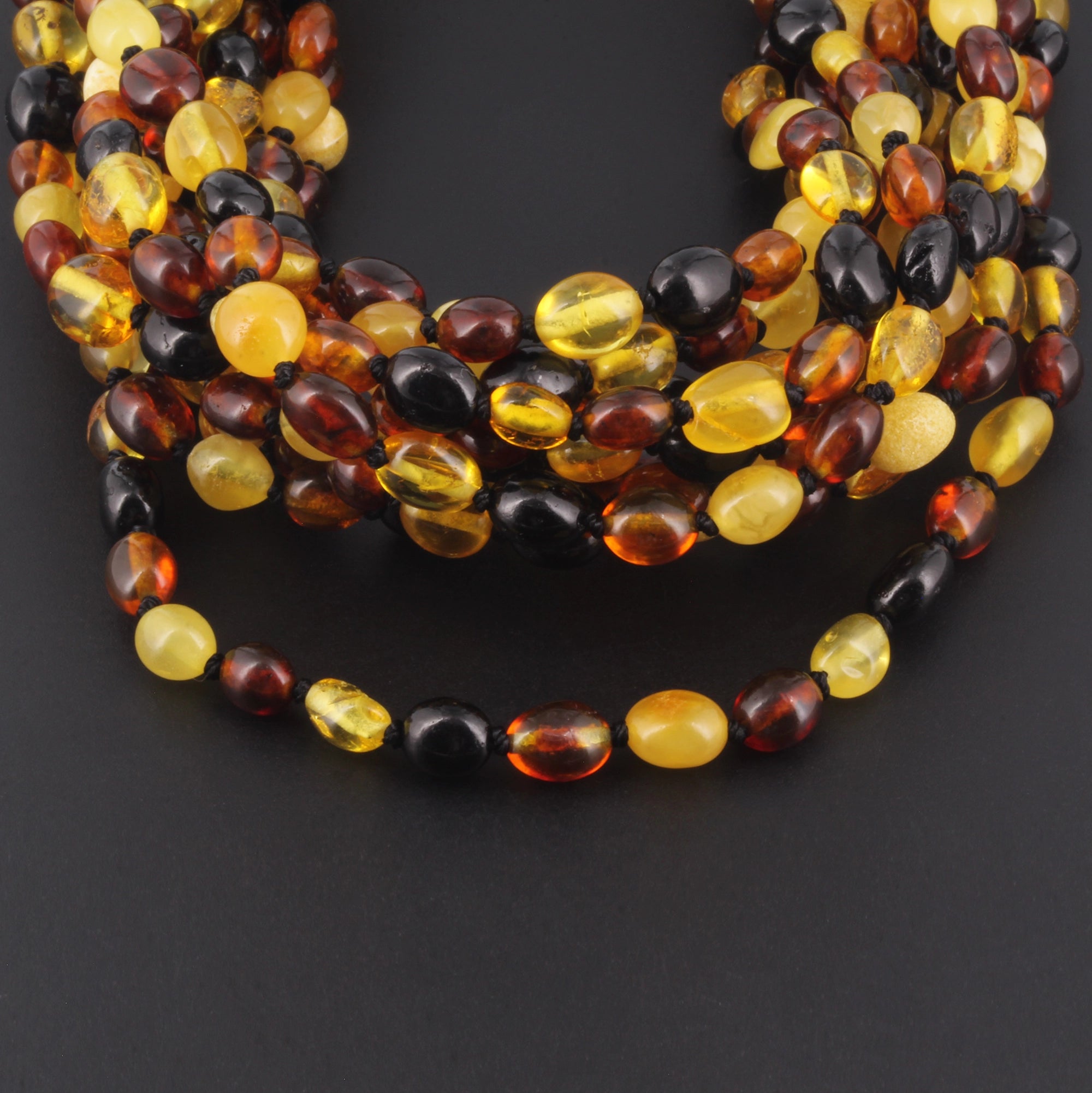 BALTIC AMBER BABY TEETHING NECKLACES LOT OF 10pcs - OLIVE. XO54M2