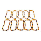 Baltic Amber Baby Teething Necklace Olive Multicolor Glossy Finish - Wholesale Lot of 10pcs - 32cm / 12.6in - XO54M