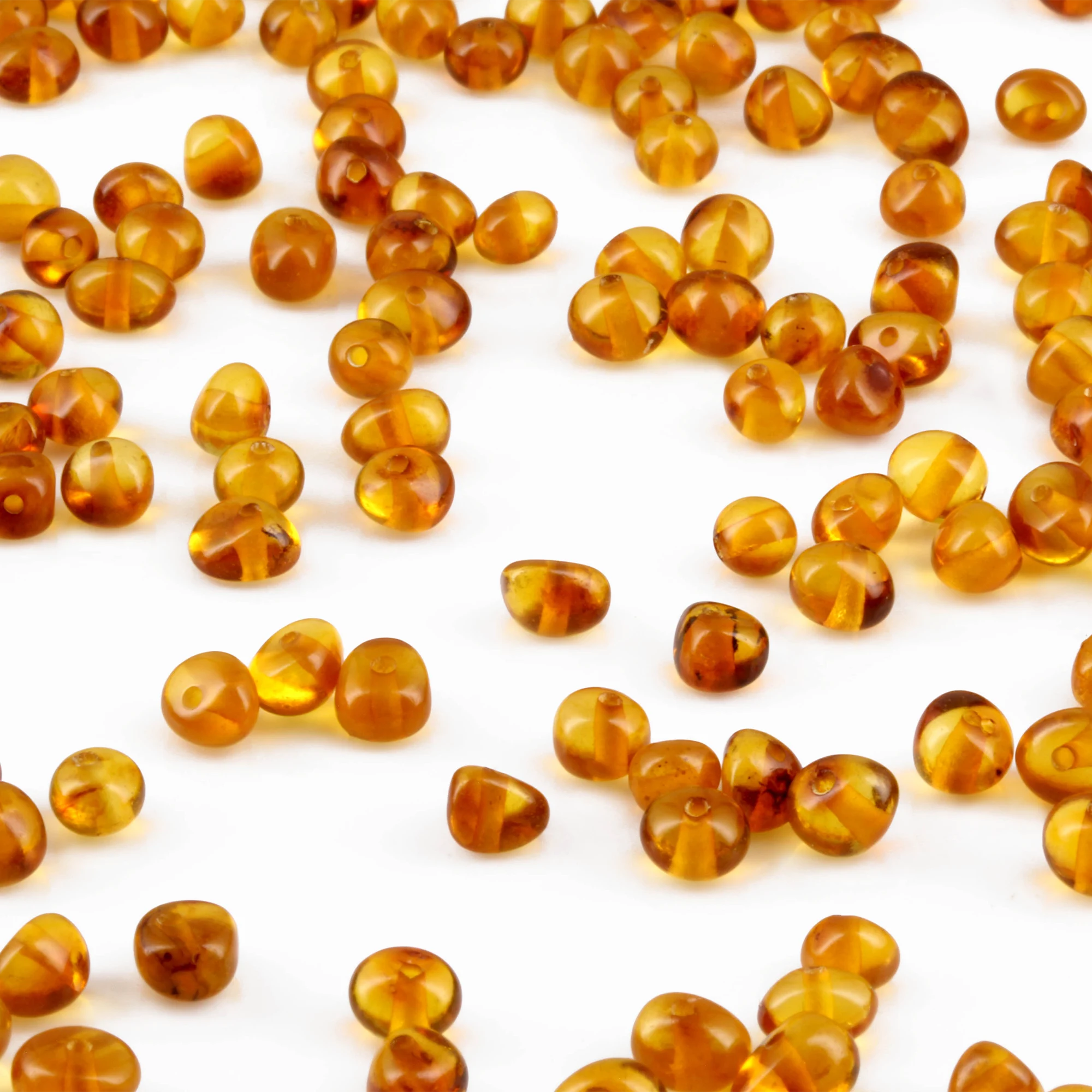 Baltic Amber Loose Beads - Light Cognac - Glossy Finish - Baroque 4mm - 100g Pack