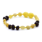 Baltic Amber Baby Teething Bracelet Olive Milky Yellow Glossy Finish - Wholesale Lot of 10pcs - 14cm / 5.5in - CE130
