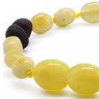 Baltic Amber Baby Teething Bracelet Olive Milky Yellow Glossy Finish - Wholesale Lot of 10pcs - 14cm / 5.5in - CE130