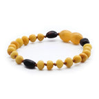 Baltic Amber Baby Teething Bracelet Baroque Milky Orange Glossy Finish - Wholesale Lot of 10pcs - 14cm / 5.5in - LE369
