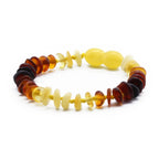 Baltic Amber Baby Teething Bracelet Roundel Rainbow Glossy Finish - Wholesale Lot of 10pcs - 14cm / 5.5in - BE183