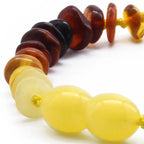 Baltic Amber Baby Teething Bracelet Roundel Rainbow Glossy Finish - Wholesale Lot of 10pcs - 14cm / 5.5in - BE183