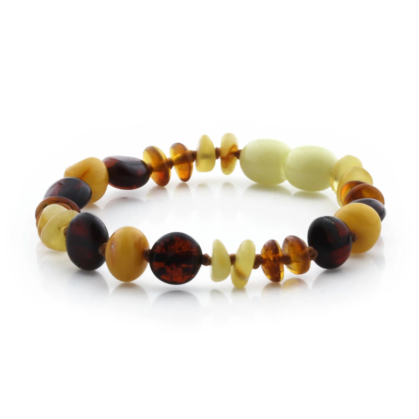 BALTIC AMBER BABY TEETHING BRACELETS LOT OF 10pcs - ROUNDEL. BE167