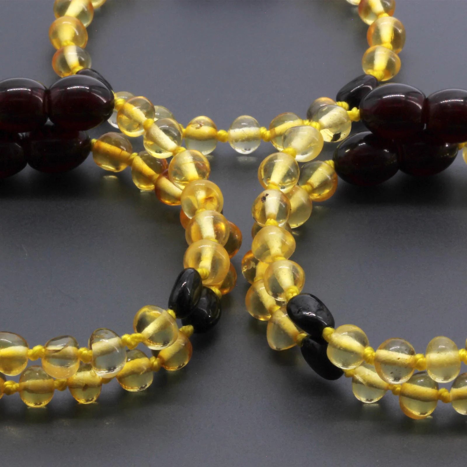 Baltic Amber Baby Teething Bracelet Baroque Yellow Glossy Finish - Wholesale Lot of 10pcs - 14cm / 5.5in - BE172
