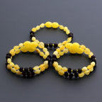 Baltic Amber Baby Teething Bracelet Olive Milky Yellow Glossy Finish - Wholesale Lot of 10pcs - 14cm / 5.5in - CE130