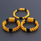 Baltic Amber Baby Teething Bracelet Baroque Milky Orange Glossy Finish - Wholesale Lot of 10pcs - 14cm / 5.5in - LE369
