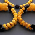 Baltic Amber Baby Teething Bracelet Baroque Milky Orange Glossy Finish - Wholesale Lot of 10pcs - 14cm / 5.5in - LE369