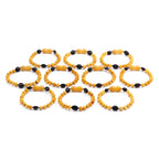 Baltic Amber Baby Teething Bracelet Baroque Milky Orange Glossy Finish - Wholesale Lot of 10pcs - 14cm / 5.5in - LE369