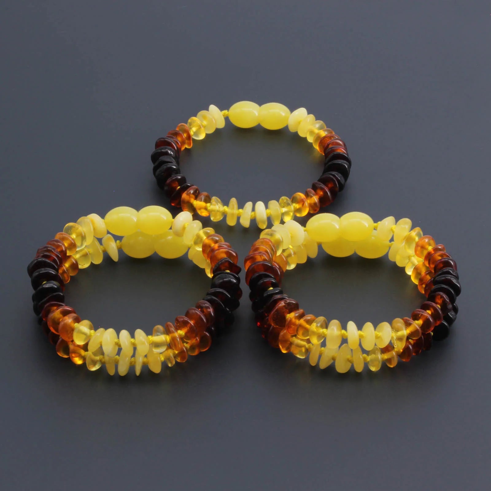 BALTIC AMBER BABY BRACELETS LOT OF 10pcs - ROUNDEL. BE183
