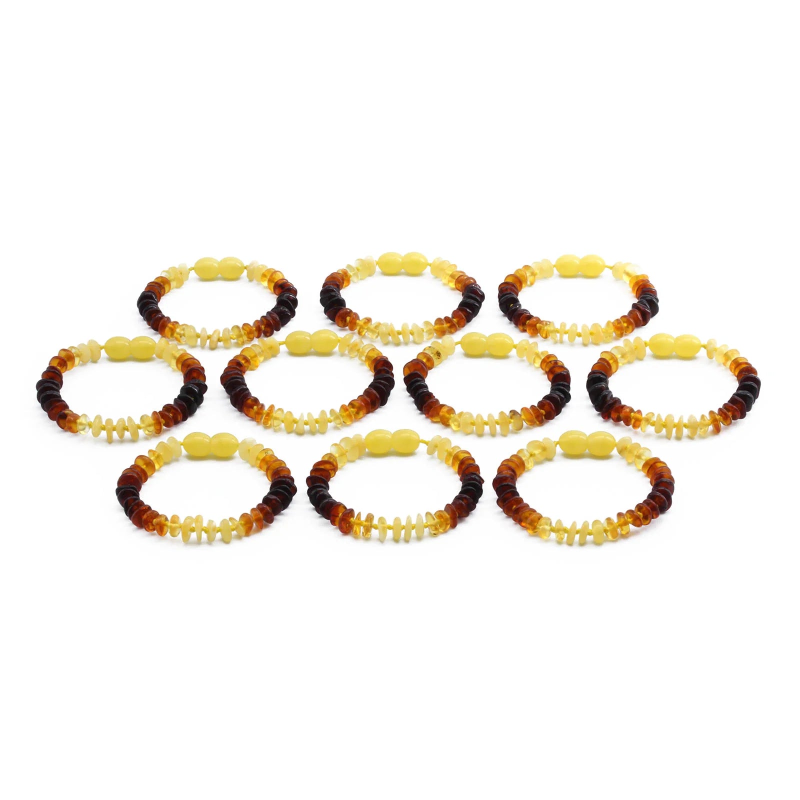 BALTIC AMBER BABY BRACELETS LOT OF 10pcs - ROUNDEL. BE183