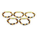 BALTIC AMBER BABY TEETHING BRACELETS LOT OF 10pcs - ROUNDEL. BE167