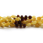 Baltic Amber Baby Teething Bracelet Olive Milky Yellow Glossy Finish - Wholesale Lot of 10pcs - 14cm / 5.5in - CE130