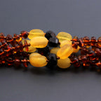 Baltic Amber Baby Teething Necklace Roundel Milky Cognac Glossy Finish - Wholesale Lot of 10pcs - 32cm / 12.6in - BE182