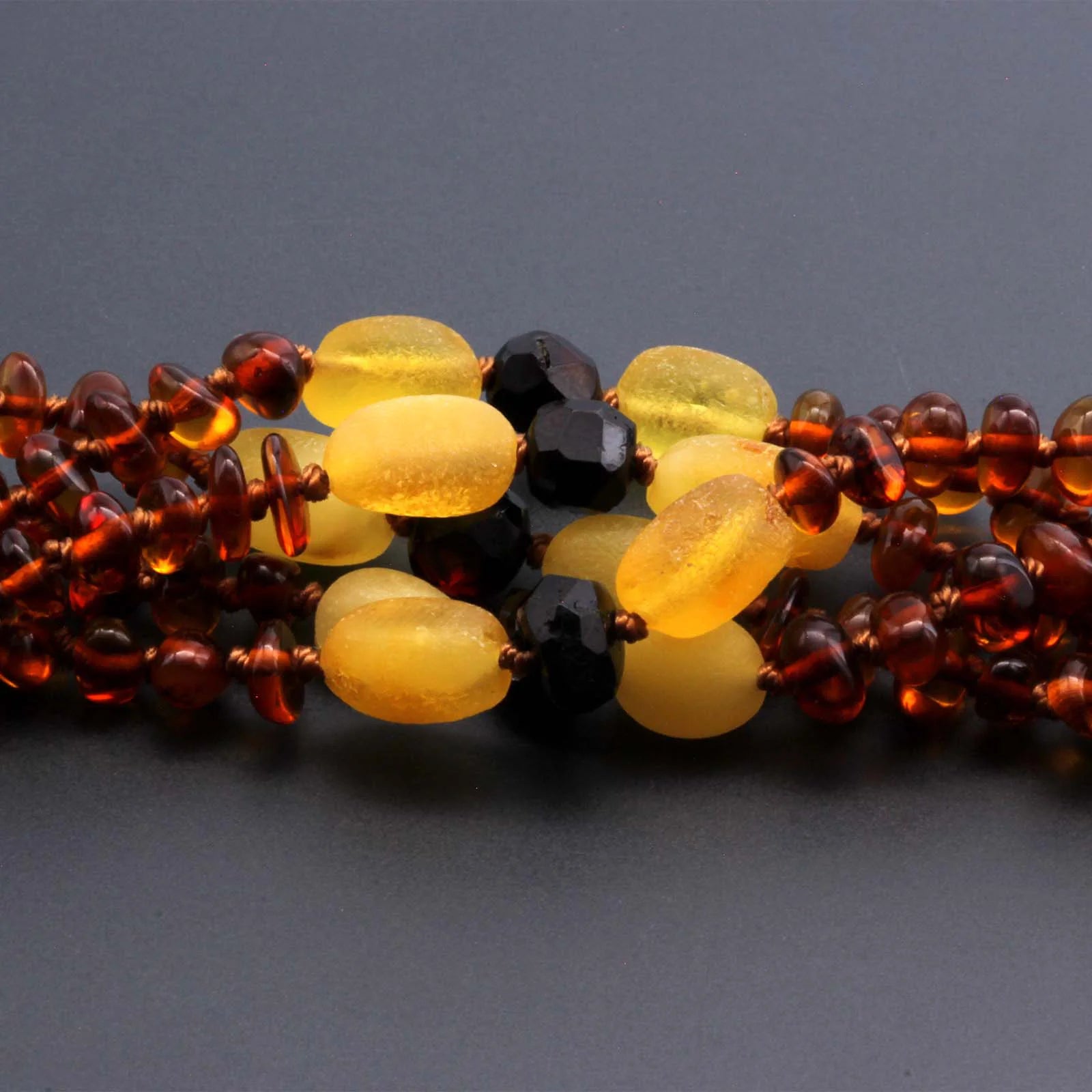 Baltic Amber Baby Teething Necklace Roundel Milky Cognac Glossy Finish - Wholesale Lot of 10pcs - 32cm / 12.6in - BE182
