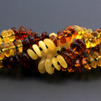 Baltic Amber Baby Teething Necklace Roundel Multicolor Glossy Finish - Wholesale Lot of 10pcs - 32cm / 12.6in - BE180