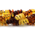 Baltic Amber Baby Teething Necklace Roundel Multicolor Glossy Finish - Wholesale Lot of 10pcs - 32cm / 12.6in - BE180