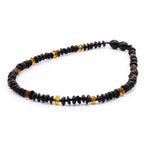 Baltic Amber Baby Teething Necklace Roundel Black Glossy Finish - Wholesale Lot of 10pcs - 32cm / 12.6in - BE173