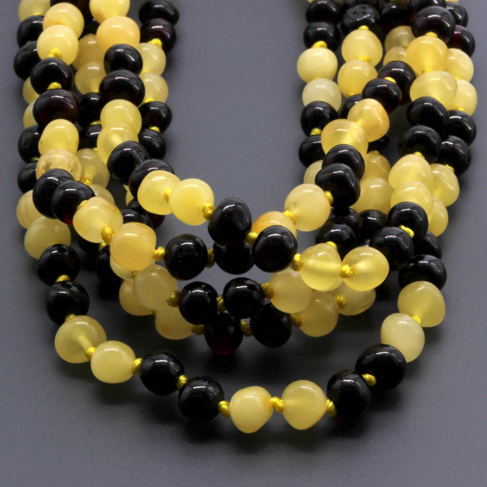 Baltic Amber Baby Teething Necklace Baroque Multicolor Glossy Finish - Wholesale Lot of 10pcs - 32cm / 12.6in - BE169