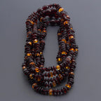 Baltic Amber Baby Teething Necklace Roundel Black Glossy Finish - Wholesale Lot of 10pcs - 32cm / 12.6in - BE173