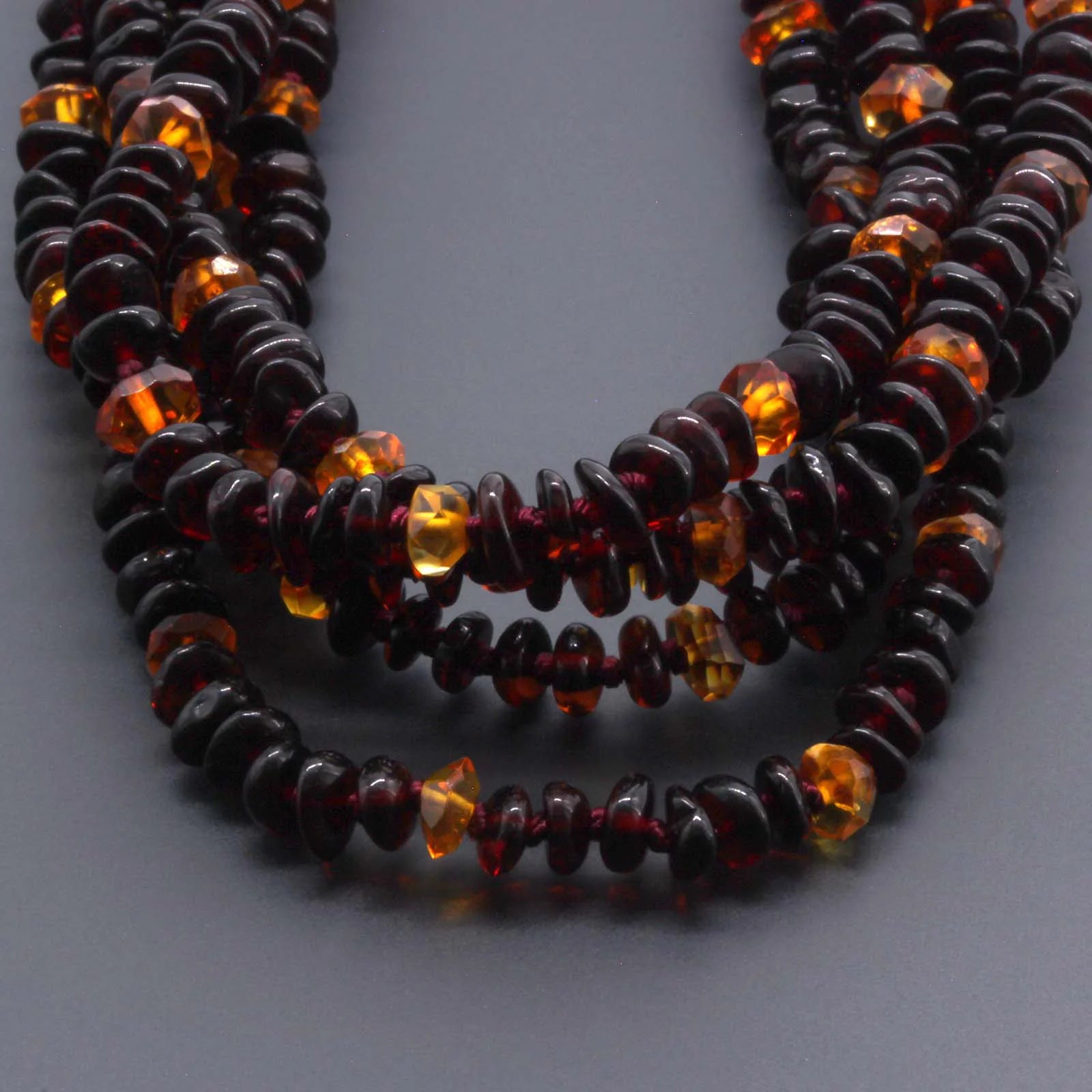 Baltic Amber Baby Teething Necklace Roundel Black Glossy Finish - Wholesale Lot of 10pcs - 32cm / 12.6in - BE173