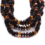Baltic Amber Baby Teething Necklace Roundel Black Glossy Finish - Wholesale Lot of 10pcs - 32cm / 12.6in - BE173