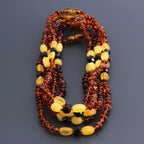 Baltic Amber Baby Teething Necklace Roundel Milky Cognac Glossy Finish - Wholesale Lot of 10pcs - 32cm / 12.6in - BE182