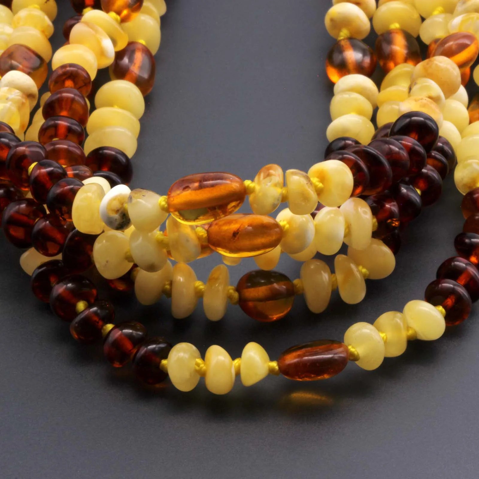 BALTIC AMBER BABY NECKLACES LOT OF 10pcs - ROUNDEL. LE365