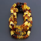 Baltic Amber Baby Teething Necklace Roundel Multicolor Glossy Finish - Wholesale Lot of 10pcs - 32cm / 12.6in - BE180