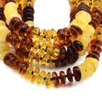 Baltic Amber Baby Teething Necklace Roundel Multicolor Glossy Finish - Wholesale Lot of 10pcs - 32cm / 12.6in - BE180