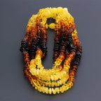 Baltic Amber Baby Teething Necklace Roundel Rainbow Glossy Finish - Wholesale Lot of 10pcs - 32cm / 12.6in - BE183
