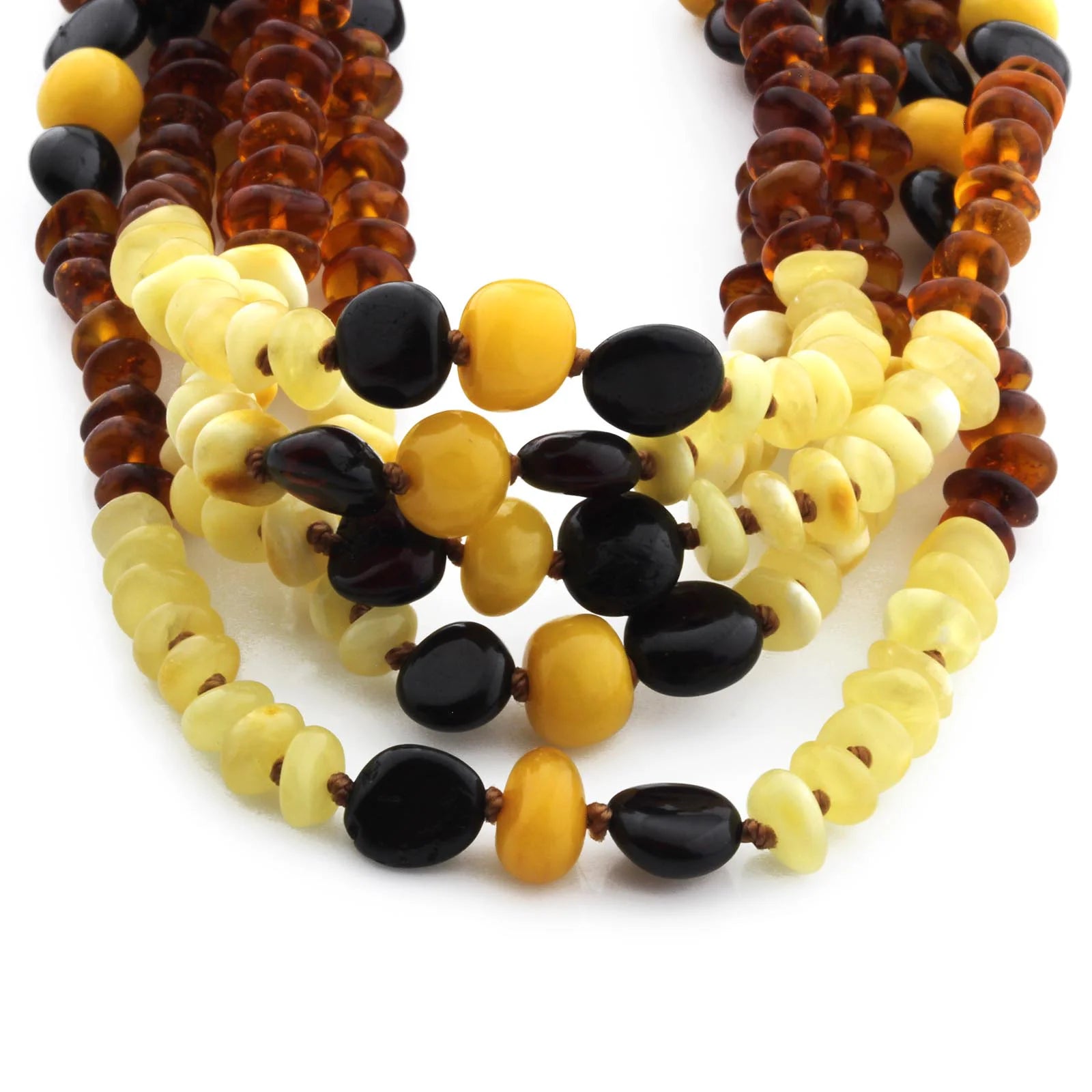 BALTIC AMBER BABY TEETHING NECKLACES LOT OF 10pcs - ROUNDEL. BE167