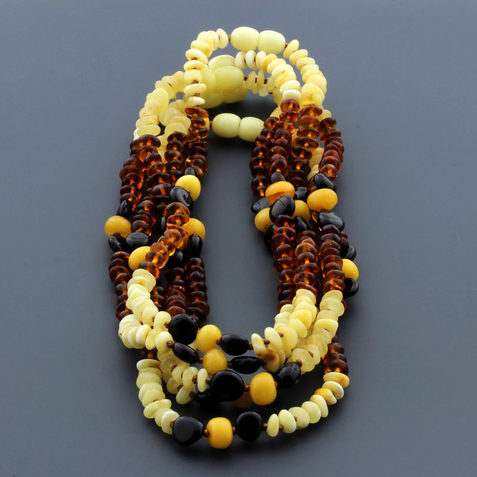 BALTIC AMBER BABY TEETHING NECKLACES LOT OF 10pcs - ROUNDEL. BE167