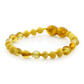 Baltic Amber Baby Teething Bracelet Baroque Milky Yellow Glossy Finish - Wholesale Lot of 10pcs - 14cm / 5.5in - LE40