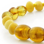 Baltic Amber Baby Teething Bracelet Baroque Milky Yellow Glossy Finish - Wholesale Lot of 10pcs - 14cm / 5.5in - LE40