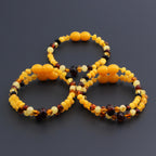 Baltic Amber Baby Teething Bracelet Baroque Multicolor Glossy Finish - Wholesale Lot of 10pcs - 14cm / 5.5in - BE193