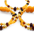 Baltic Amber Baby Teething Bracelet Baroque Multicolor Glossy Finish - Wholesale Lot of 10pcs - 14cm / 5.5in - BE193