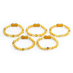Baltic Amber Baby Teething Bracelet Baroque Milky Yellow Glossy Finish - Wholesale Lot of 10pcs - 14cm / 5.5in - LE40