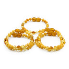 Baltic Amber Baby Teething Bracelet Baroque Milky Yellow Glossy Finish - Wholesale Lot of 10pcs - 14cm / 5.5in - LE40