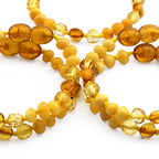 Baltic Amber Baby Teething Bracelet Baroque Milky Yellow Glossy Finish - Wholesale Lot of 10pcs - 14cm / 5.5in - LE40