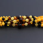 Baltic Amber Baby Teething Bracelet Baroque Multicolor Glossy Finish - Wholesale Lot of 10pcs - 14cm / 5.5in - BE193
