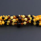 Baltic Amber Baby Teething Necklace Baroque Multicolor Glossy Finish - Wholesale Lot of 10pcs - 32cm / 12.6in - BE193