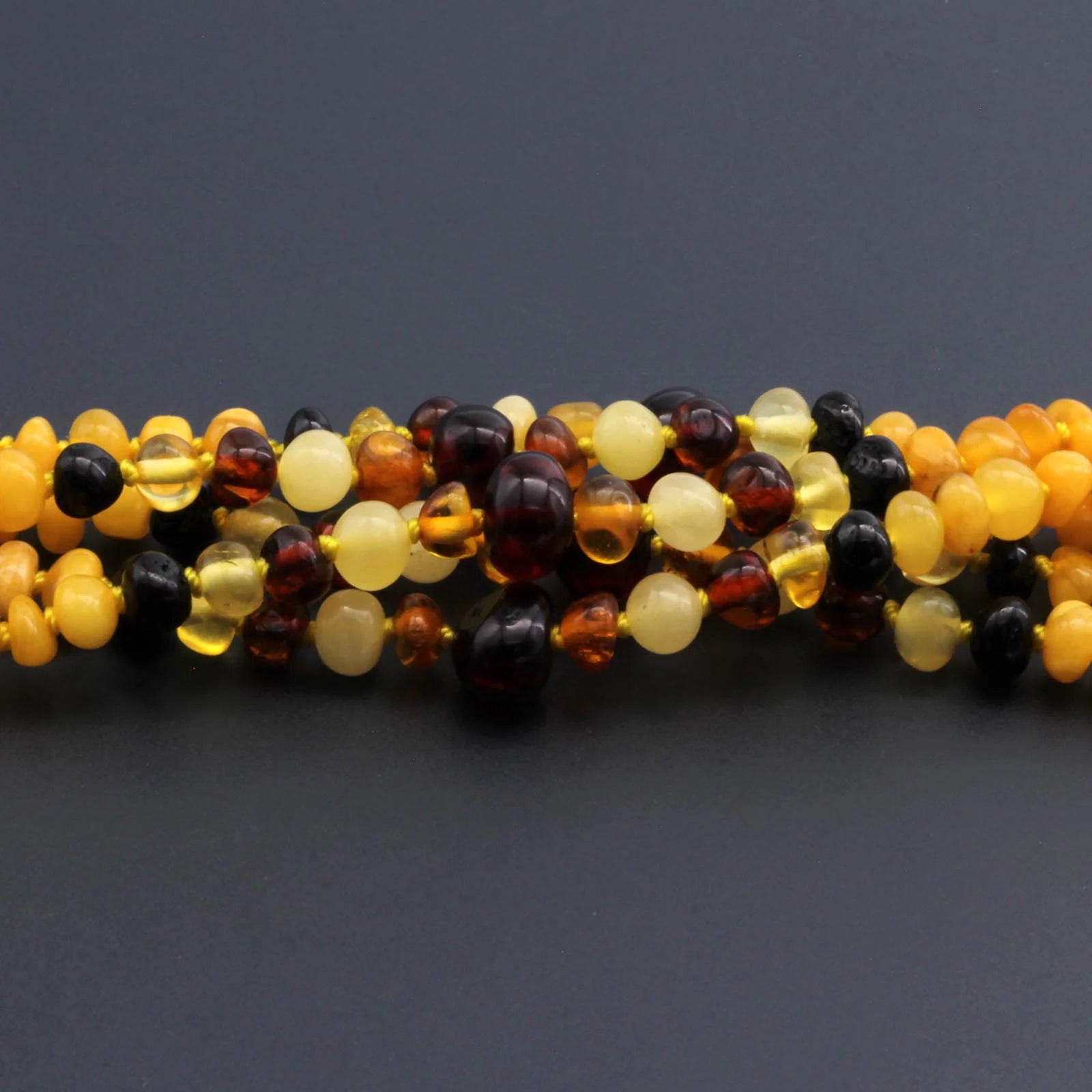 Baltic Amber Baby Teething Necklace Baroque Multicolor Glossy Finish - Wholesale Lot of 10pcs - 32cm / 12.6in - BE193