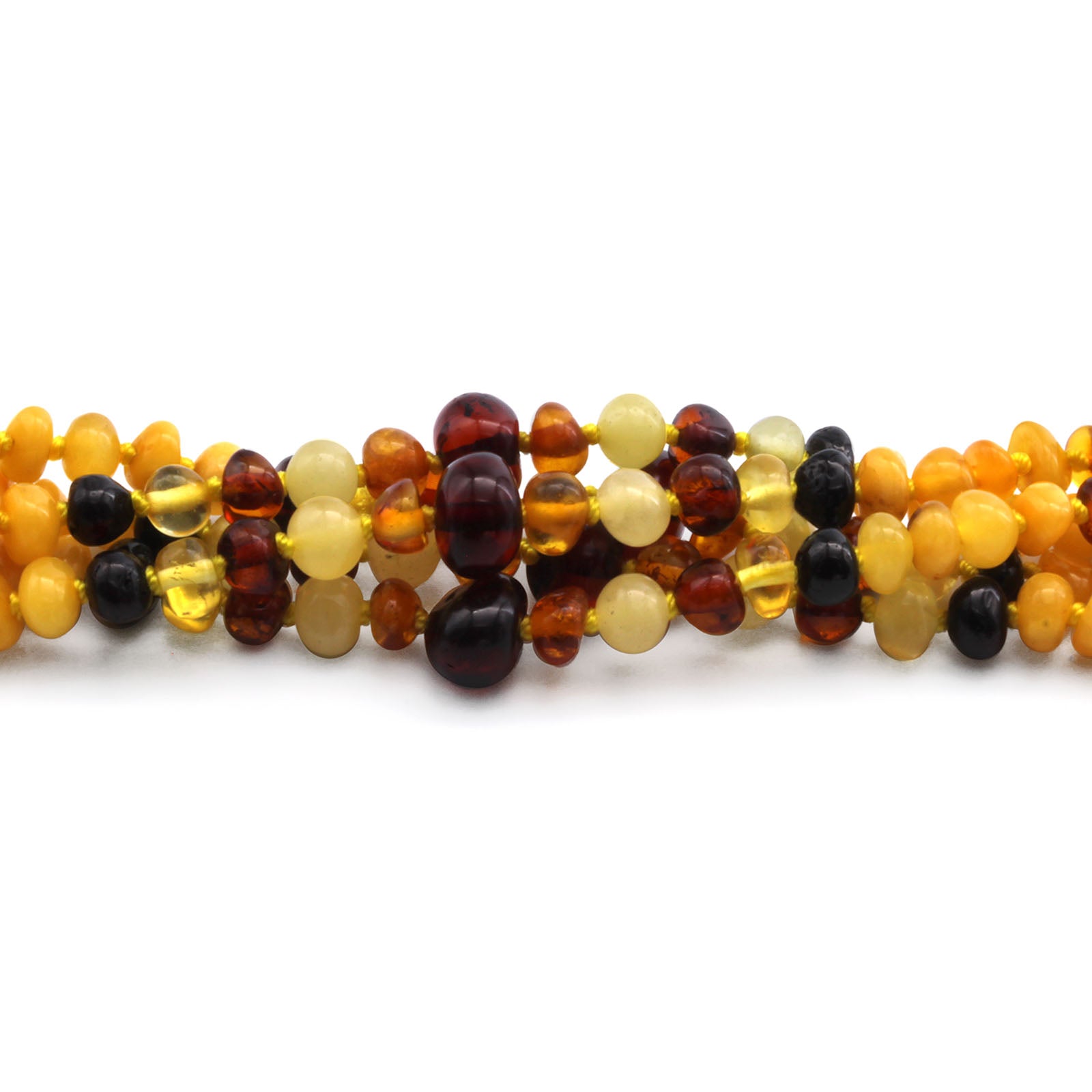 Baltic Amber Baby Teething Bracelet Baroque Multicolor Glossy Finish - Wholesale Lot of 10pcs - 14cm / 5.5in - BE193
