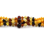 Baltic Amber Baby Teething Necklace Baroque Multicolor Glossy Finish - Wholesale Lot of 10pcs - 32cm / 12.6in - BE193