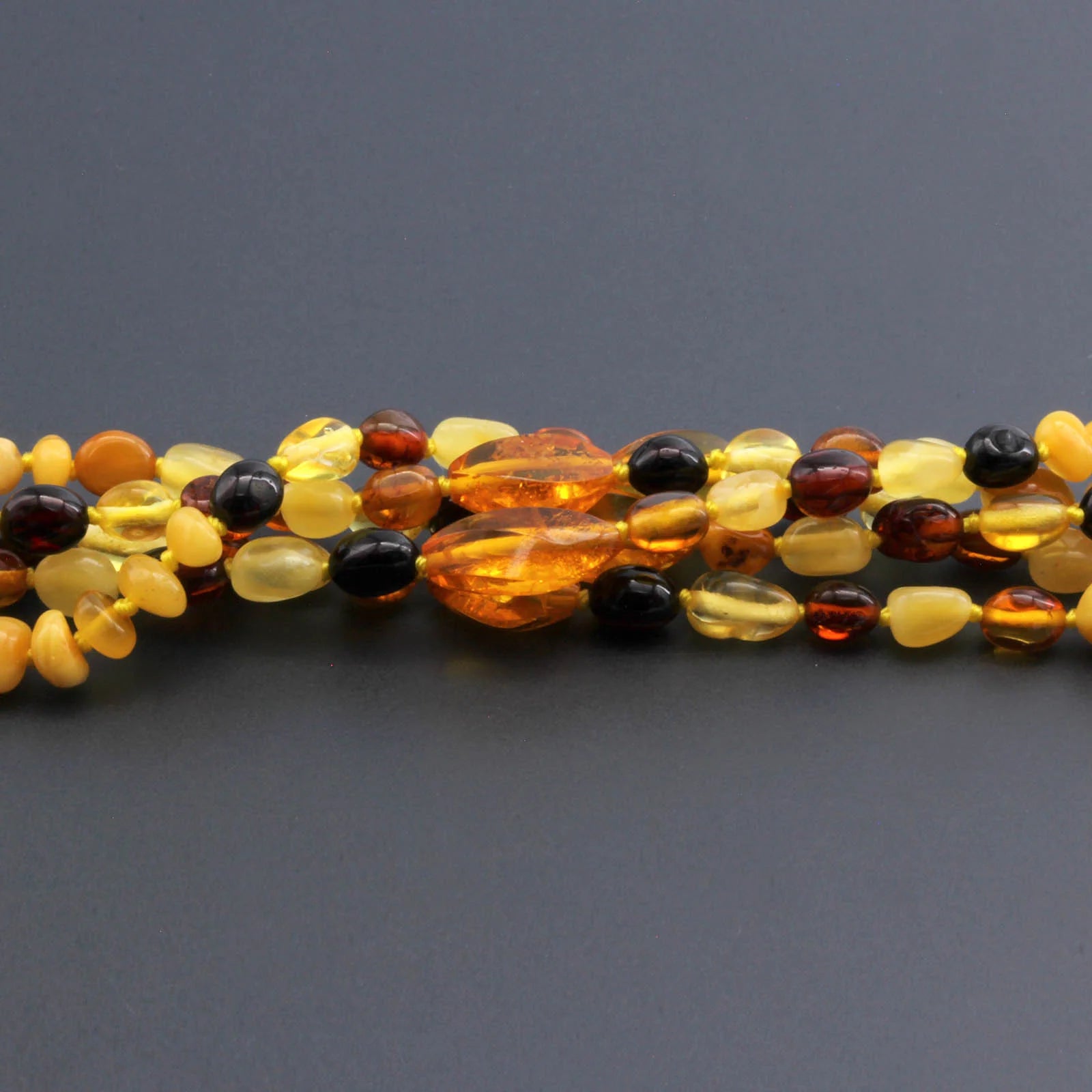 Baltic Amber Baby Teething Necklace Roundel Milky Orange Glossy Finish - Wholesale Lot of 10pcs - 32cm / 12.6in - CE139