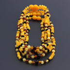 Baltic Amber Baby Teething Necklace Baroque Multicolor Glossy Finish - Wholesale Lot of 10pcs - 32cm / 12.6in - BE193