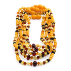 Baltic Amber Baby Teething Necklace Baroque Multicolor Glossy Finish - Wholesale Lot of 10pcs - 32cm / 12.6in - BE193