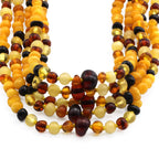 Baltic Amber Baby Teething Necklace Baroque Multicolor Glossy Finish - Wholesale Lot of 10pcs - 32cm / 12.6in - BE193